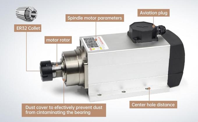 6.0kw ER32 Motor de husillo refrigerado por aire de 18000 rpm para m&aacute;quina de grabado CNC 1